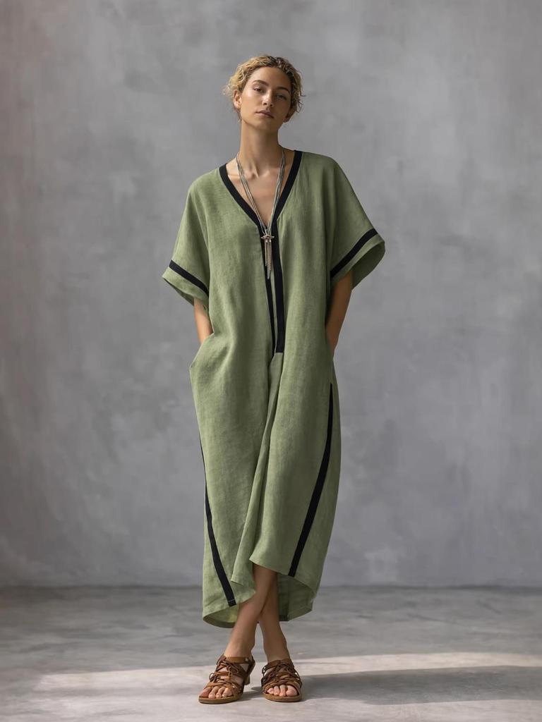 Damen Freizeit Langes Maxikleid mit kurzen Ärmeln - Neue Frühling/Sommer Kollektion