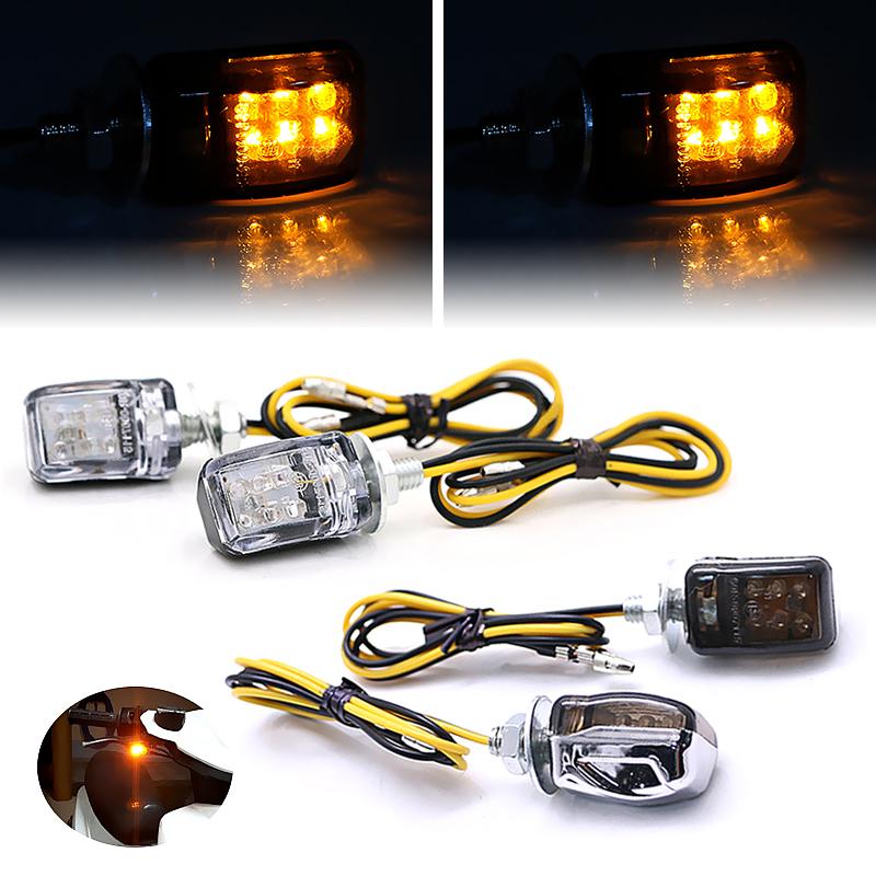 Mini Motorcycle Turn Signal Lights 12V 6LED Blinker Indicator Lamp For Honda For Yamaha For Kawasaki 6mm Motorcycle Turn Signal
