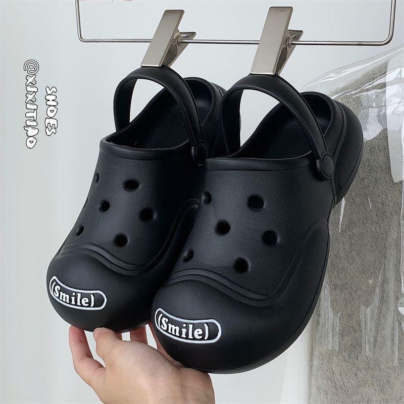 

Trendy Cool New Arrival Thick Sole Baby Boy and Girl Summer Outdoor Non-Slip Beach Sandals Poop Feeling Building Blocks Shoelace Couple Hole Shoes Black without shoelaces 38-39