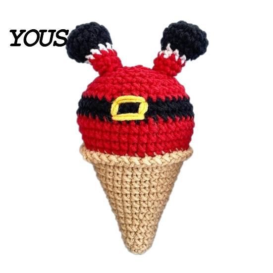 Cute Desktop Decorations for Office Handmade Crochet Christmas Ornament, Ice Cream Theme Decor, Holiday Warmth Gifts Yarn Figurine Home Decoration