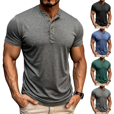 Herren Casual einfarbiges Rundhals-T-Shirt Herren Sport Kurzarmhemd
