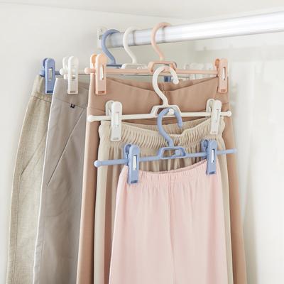 Fashion Home Living Clothes Storage Useful Trouser Hanger Pants Skirt Hangers Plastic Pants Home Storage Clothes Fashion Drying Rack With Clips
