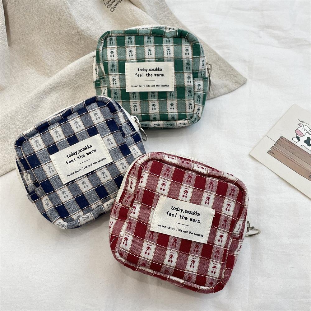 Plaid Cosmetic Bag for Women Christmas Gift Travel Makeup Organizer Portable Storage Pouch Autumn Winter New Style