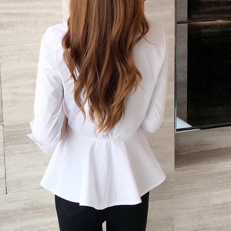 Women's White Shirt 2025: Spring/Autumn Korean Style, Waist-Slimming, Chic Design