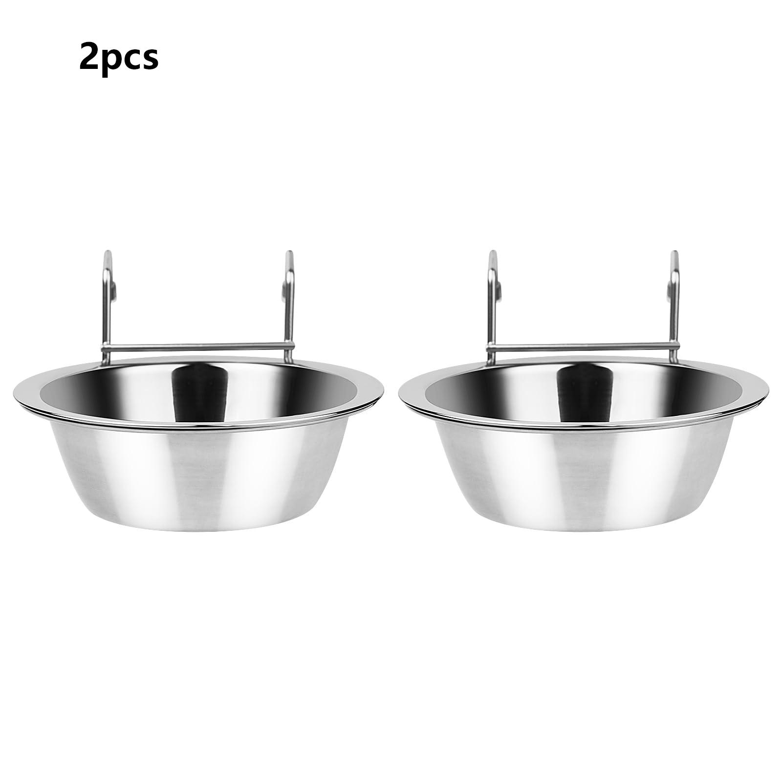 

Подвесные миски для собак для наружных и внутренних вольеров, миски для воды из нержавеющей стали для клеток собак, кормушки для собак, подставки для еды, миски для щенков 2pcs серебряный