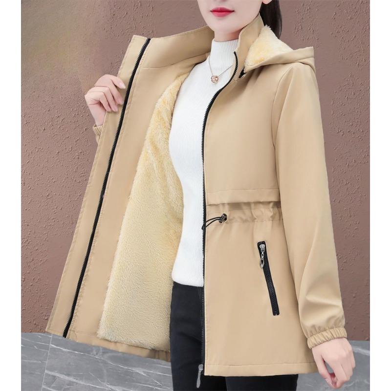 Winter Plus Velvet Thickened Mid-length Windbreaker Ladies Korean Version of The Autumn and Winter Warm Jacket