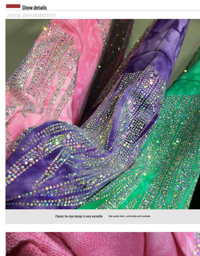 Moletom Plus Size Tie-Dye Degradê Heavy Drill para Mulheres - Top Outono de Manga Comprida Extra Grande