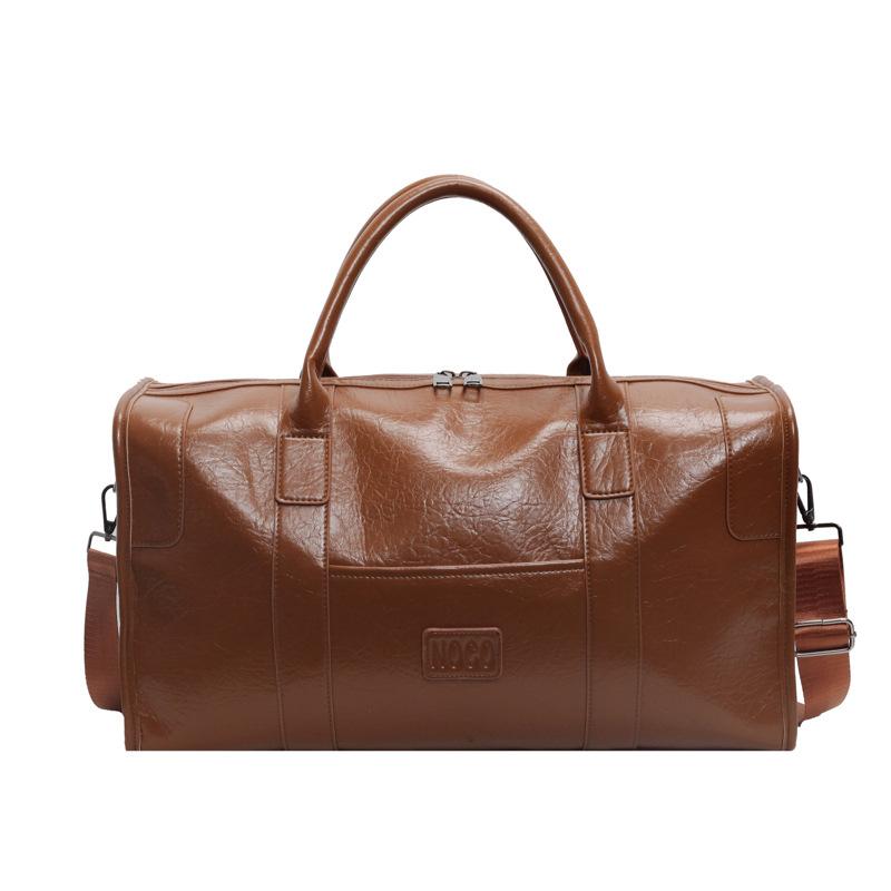 

Модный тренд мужские и женские сумки для выхода в свет, дорожные сумки, простые однотонные прочные повседневные багажные сумки, спортивные фитнес-сумки большой вместимости One size коричневый