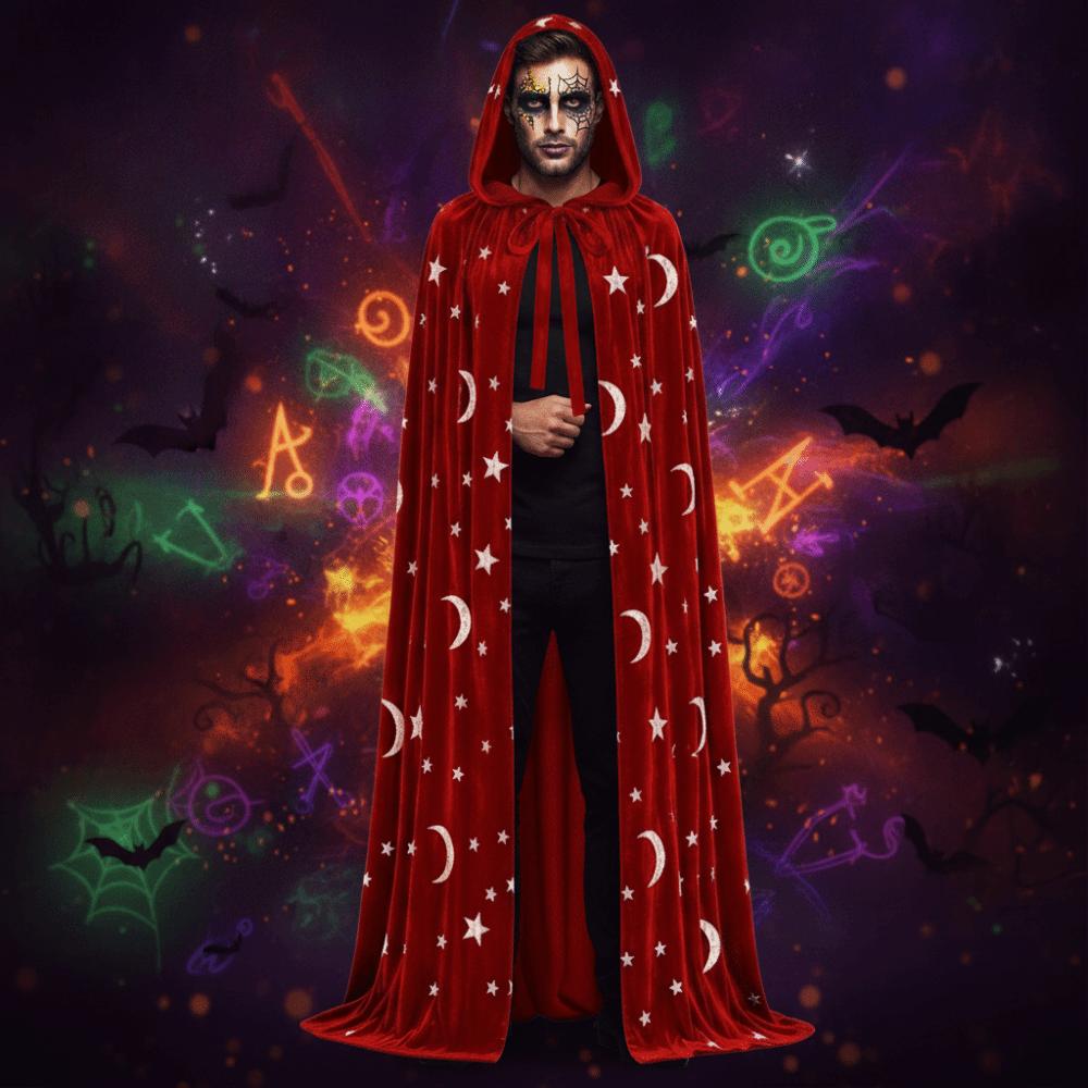 Soft Fabric Velvet Hooded Cloak Tie Up Closure Gothic Party Apparel Costume Robe Halloween Night
