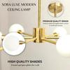 Candelabru Modern Auriu Sputnik Sticlă Mată 6 Lămpi Suspendat