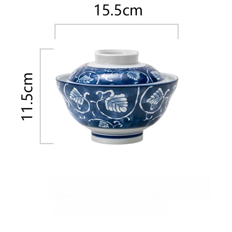 1pc Kitchen Utensil Accessories with Lid Round Bowl Household Japanese Ceramic Lid Bowl Suitable for Restaurant Household Use