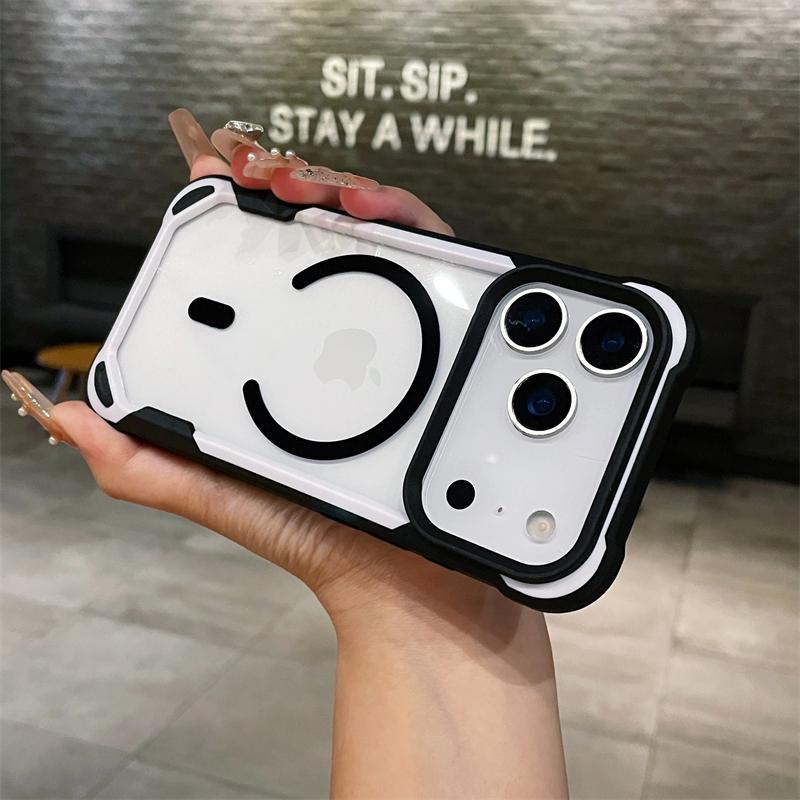 Cute Panda Transparent Phone Case For iPhone 17 11 12 13 14 15 16 Pro Max Air 14 15 Plus 16E For Magsafe Wireless Charger Protector Cover