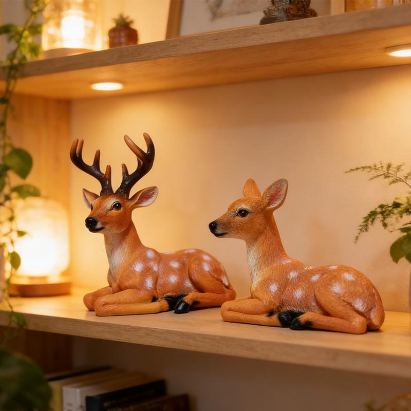 Elegant Deer Couple Desk and TV Cabinet Ornament, Party or Gift Decor