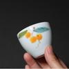 1 Pc Chinese Handmade Ceramic Teacup Master Hand-painted Loquat Porcelain Tea Bowl Travel Meditation Cup Tea Set Accessories