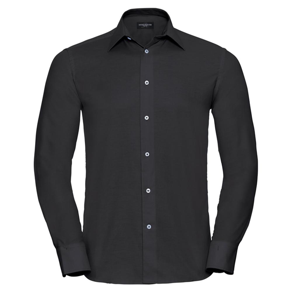 Russell Collection Mens Oxford Tailored Long-Sleeved Shirt