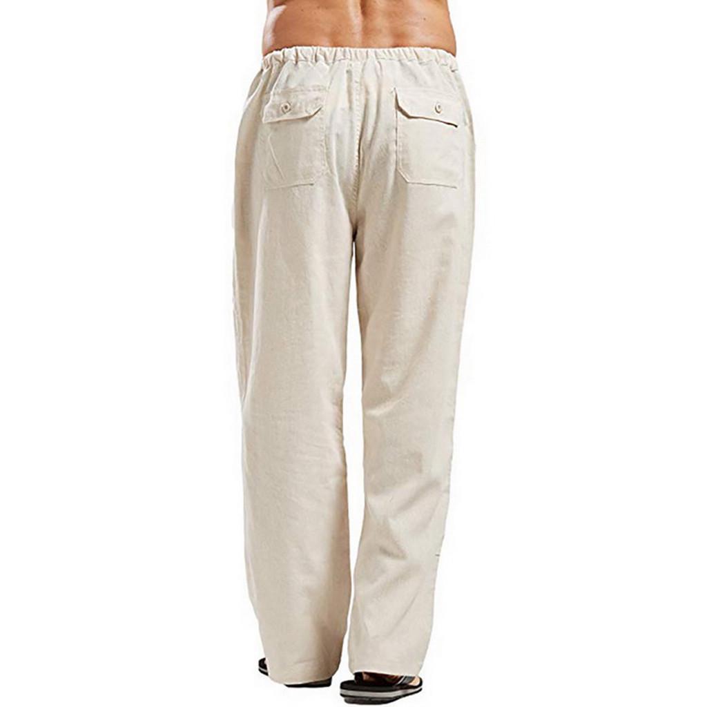 Men’s Plus Size Linen Long Pants with Pockets - Loose, Breathable, Comfortable 
