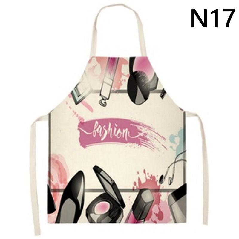 Nail Polish Lipstick Beauty Kitchen Women Apron Household Cleaning Cotton Linen Pinafore Salon Home Cooking Baking Adult Bib