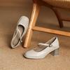 Krazing Pot Sheep Skin Spring Summer Size 41 Chunky Heels Women Square Toe Mary Janes