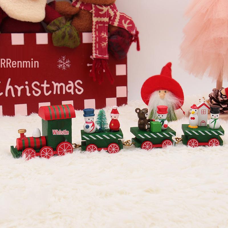 Wooden Christmas Train Ornaments for Kids' Gifts and Decor