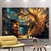 VIKAMAMagic Fairy Tale Tree Bookshelf Background Wall Tapestry Suitable for Party Photography Background Living Room Decoration