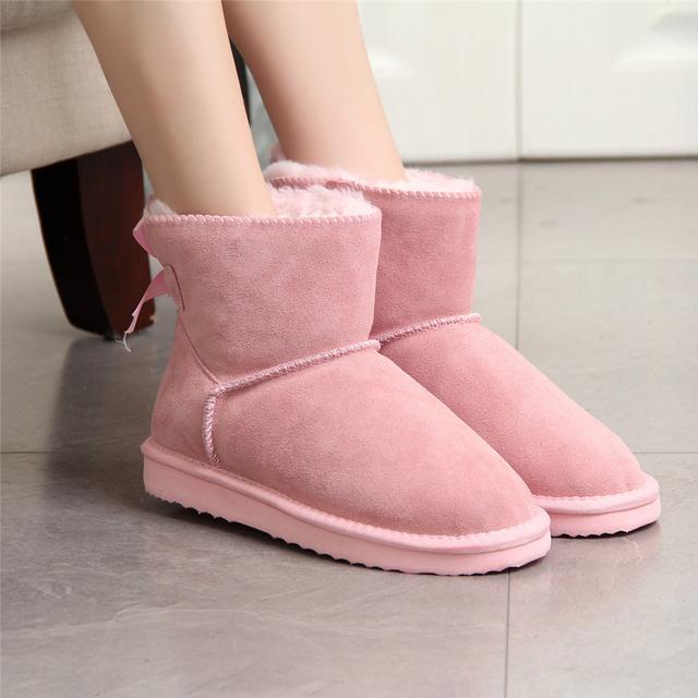 New Fashion Able Women Warm Snow Boots Winter Boots Genuine Cowhide Leather Women Boots Ankle Boots Fur Shoes Size 34 -43