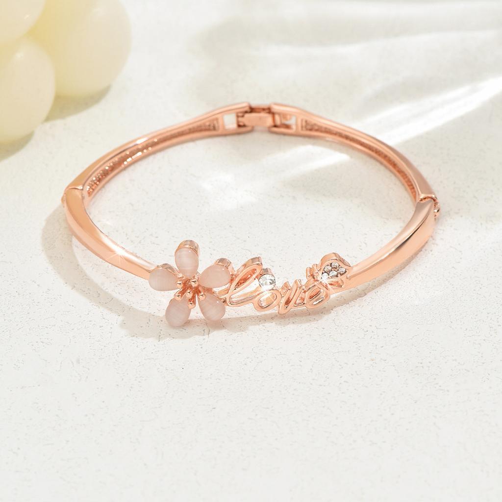 Jewelry Bracelet, Stylish And Elegant Alloy Flower Hollow Ladies Villa Bracelet Qixi Festival Gift