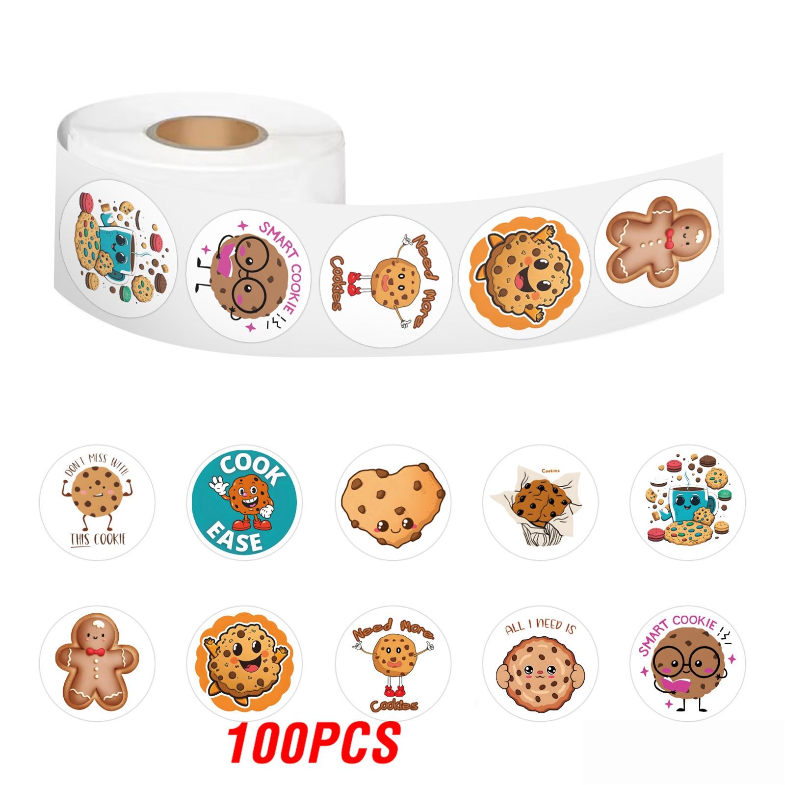 

100-500pcs Cartoon Cookies Stickers for Yummy Dessert Sticker for Stationery Scrapbook Phone Art Bakery Sealed Label Decal
