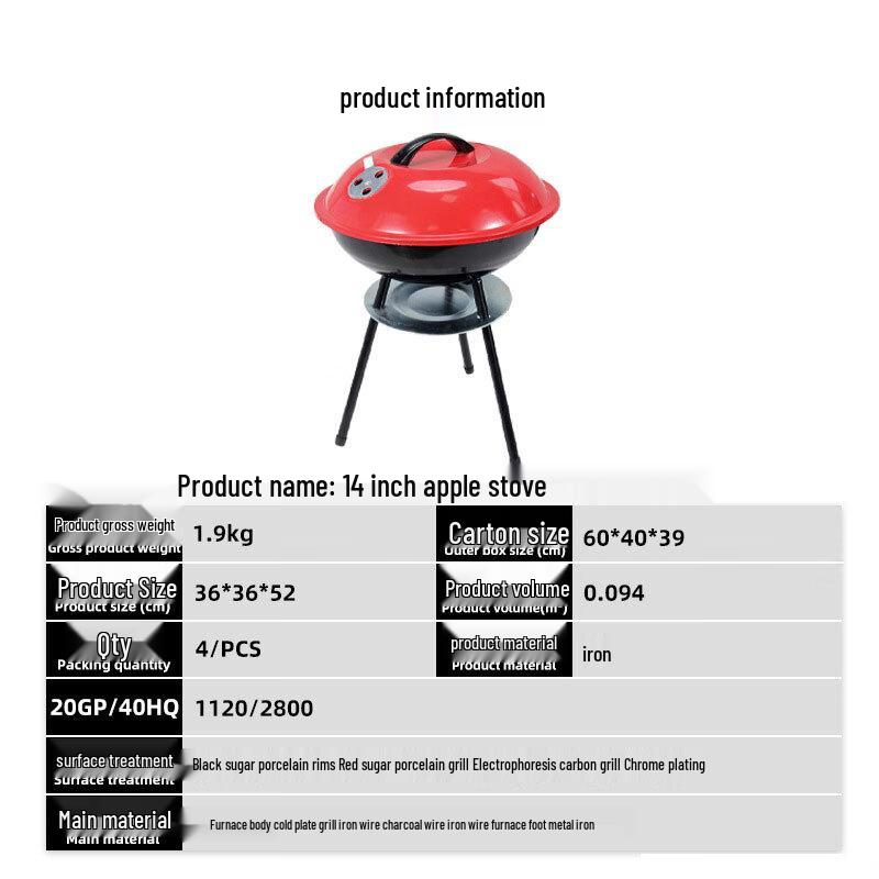 14-inch Portable Outdoor Charcoal Grill
