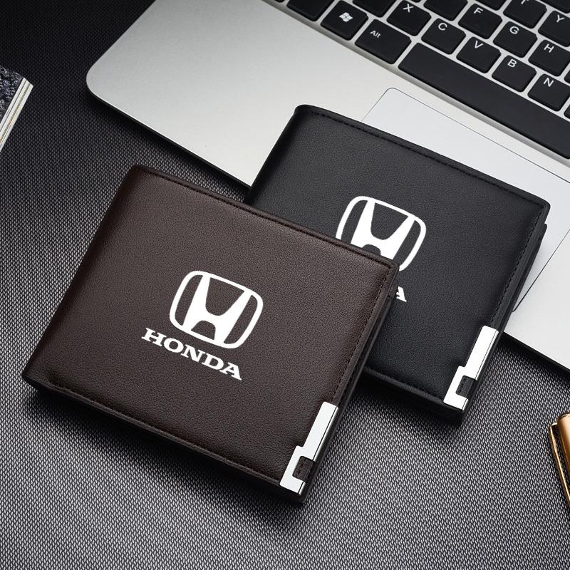 CPR1 1pcs Car Logo Wallet Men Leather Driver Licence Holder Key Card Bag For Honda Mugen Jazz Insight Freed Fit CRV Civic Accord City