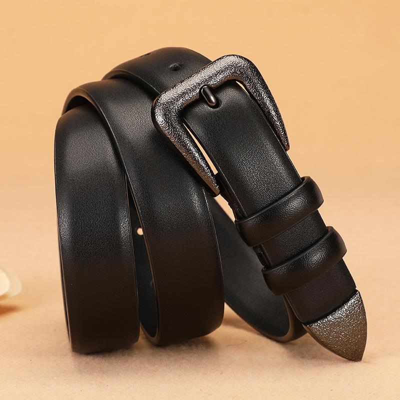 Pin Buckle Leather Cowhide Belt Women'S Decoration Casual Denim Retro Belt Niche Belt Women'S Clearance