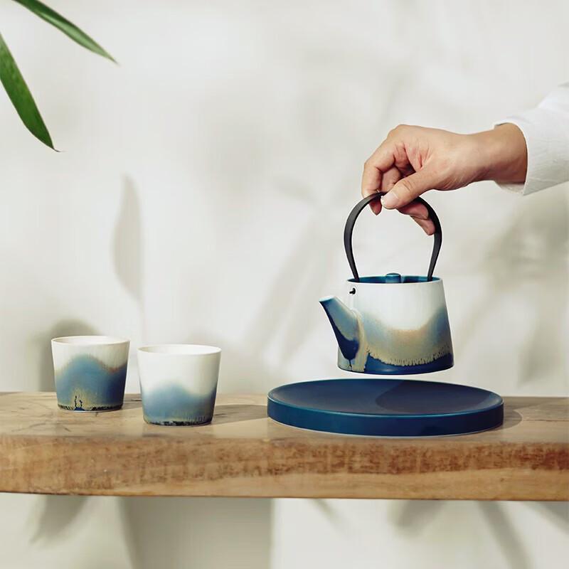 Jingdezhen Mountain Sea Blue Stoneware Tea Set