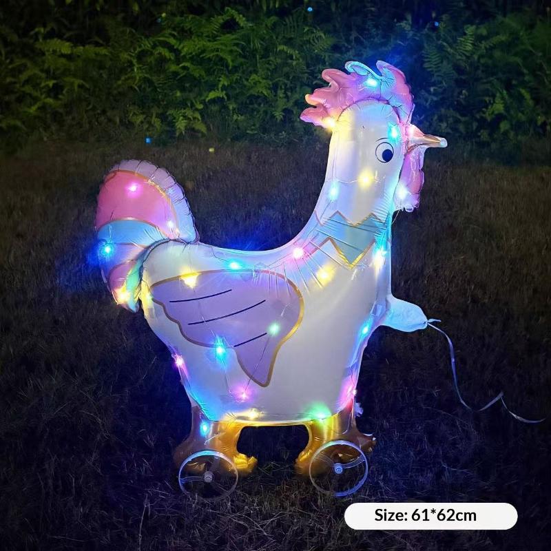 HUAHUAElephant Inspired Standing 4D Glow Foil Balloons with Wheels for Child's Birthday and Baby Shower DecorationsHUAHUA