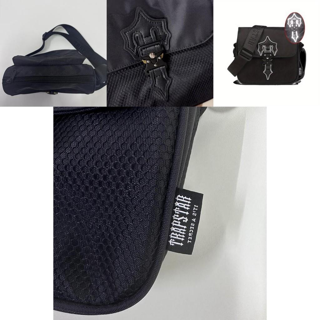 Stilvolle Trapstar Unisex Schulter-Crossbody-Tasche mit reflektierender schwarzer Farbe, perfekt für lässiges Reisen und Charaktere)