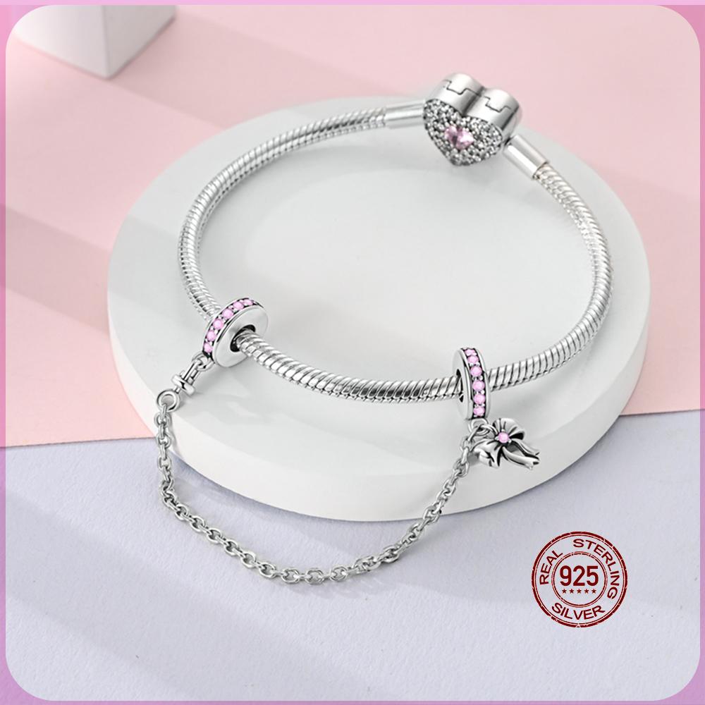 Charm Bow Series Original Pink Series Copper Charm Pendent Dangle Bead Fit Original Bracelet Necklace Diy Women Jewelry Gift