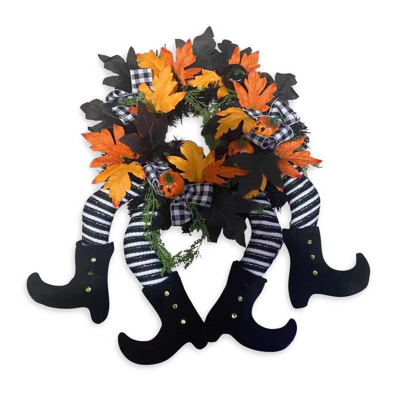 Witch Leg Wreath Halloween Decoration with Realistic Design for Outdoor and Indoor Use