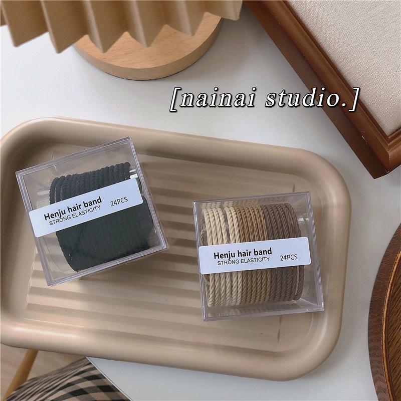 24 Haargummis werden mit einer hochwertigen Aufbewahrungsbox geliefert, nahtlose Haargummis, Stirnbänder, Lederbänder und Haarschmuck