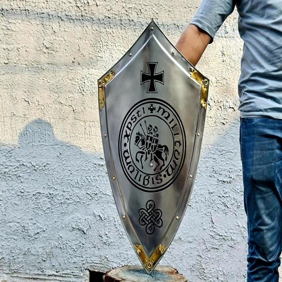 71,12 cm scut medieval cavaler templier Scut de încălzire Scut de oțel calibrul 18