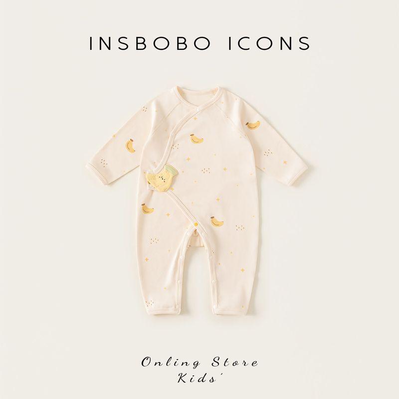 Insbobo Baby Clothes 2025 Autumn New Baby Jumpsuit Infant Stylish Long-Sleeve Romper Spring and Autumn Apricot color 100