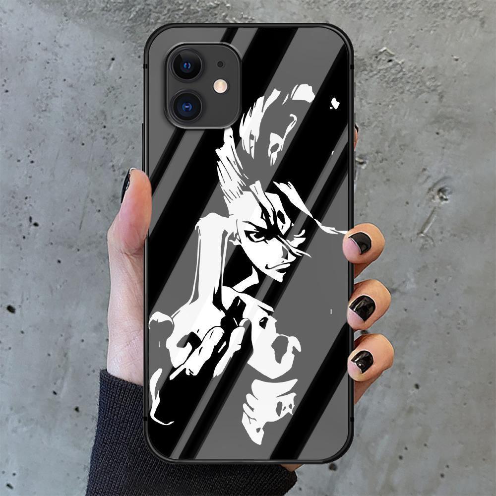Anime Dr Stone Senku Ishigami Vetro Temperato Custodia per Telefono Cover Per IPhone 6 7 8