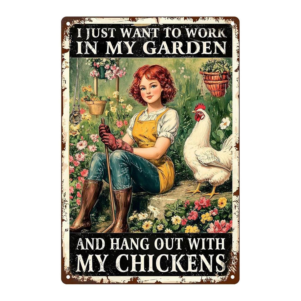 Decorative Metal Wall Sign Rooster Chicken Tin Art 20x30cm Home Kitchen Farmhouse Decor Vintage Retro Poster