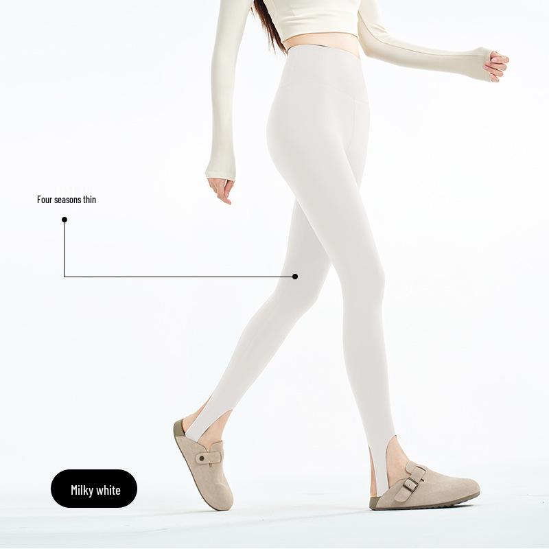 

High-Waisted Foot-Strap Yoga Pants – Slimming, Elastic, Tummy Control, Perfect for Spring/Summer Fitness and Bodybuilding. One Size