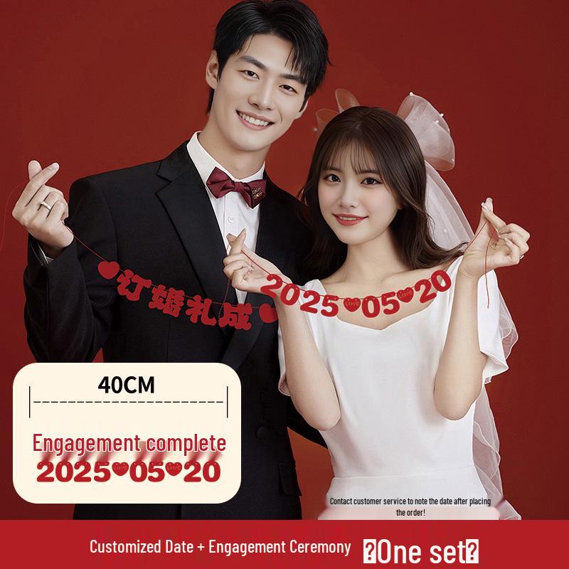 Wedding Morning Robe & Double Happiness Garland Photo Props for Creative Engagement Atmosphere