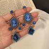 Geometric Retro Palace Style Blue Water Drop Irregular Fashion Light Luxury High-end Sense Earrings
