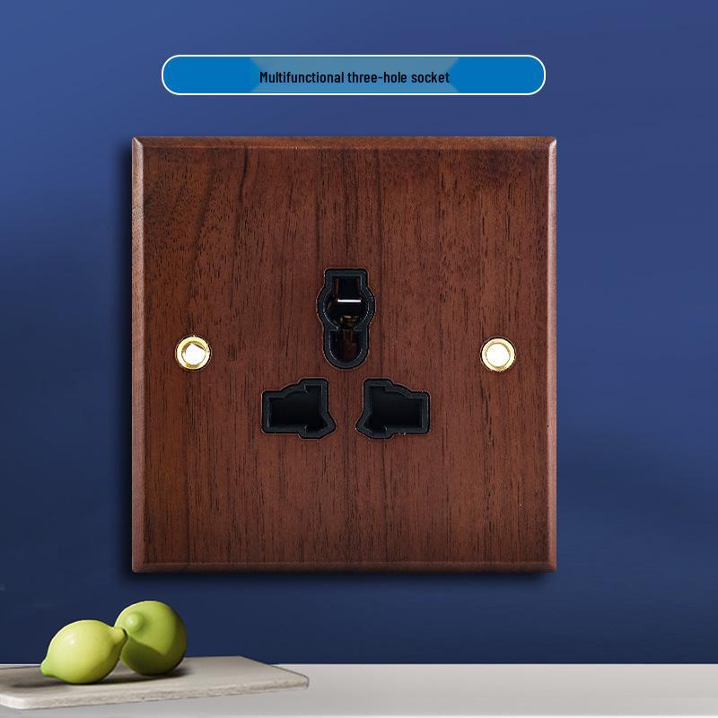 13A British Standard USB Switch Socket, Grey, Wall-Mounted, Multi-Function, One-Gang, Three-Hole Panel