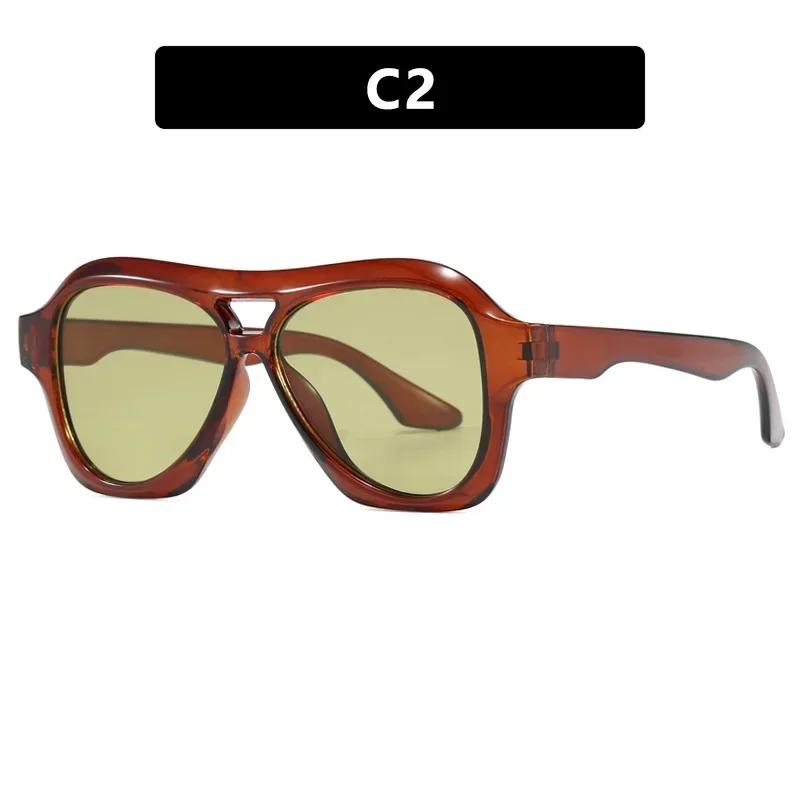 Fashion Oversized Double Bridges Pilot Sunglasses Women Retro Jelly Color Shades UV400 Men Trending Punk Sun Glasses
