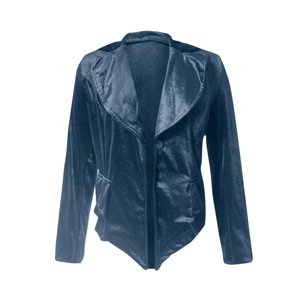 Women's Long Sleeved Lapel Solid Color Gold Velvet Loose Jacket
