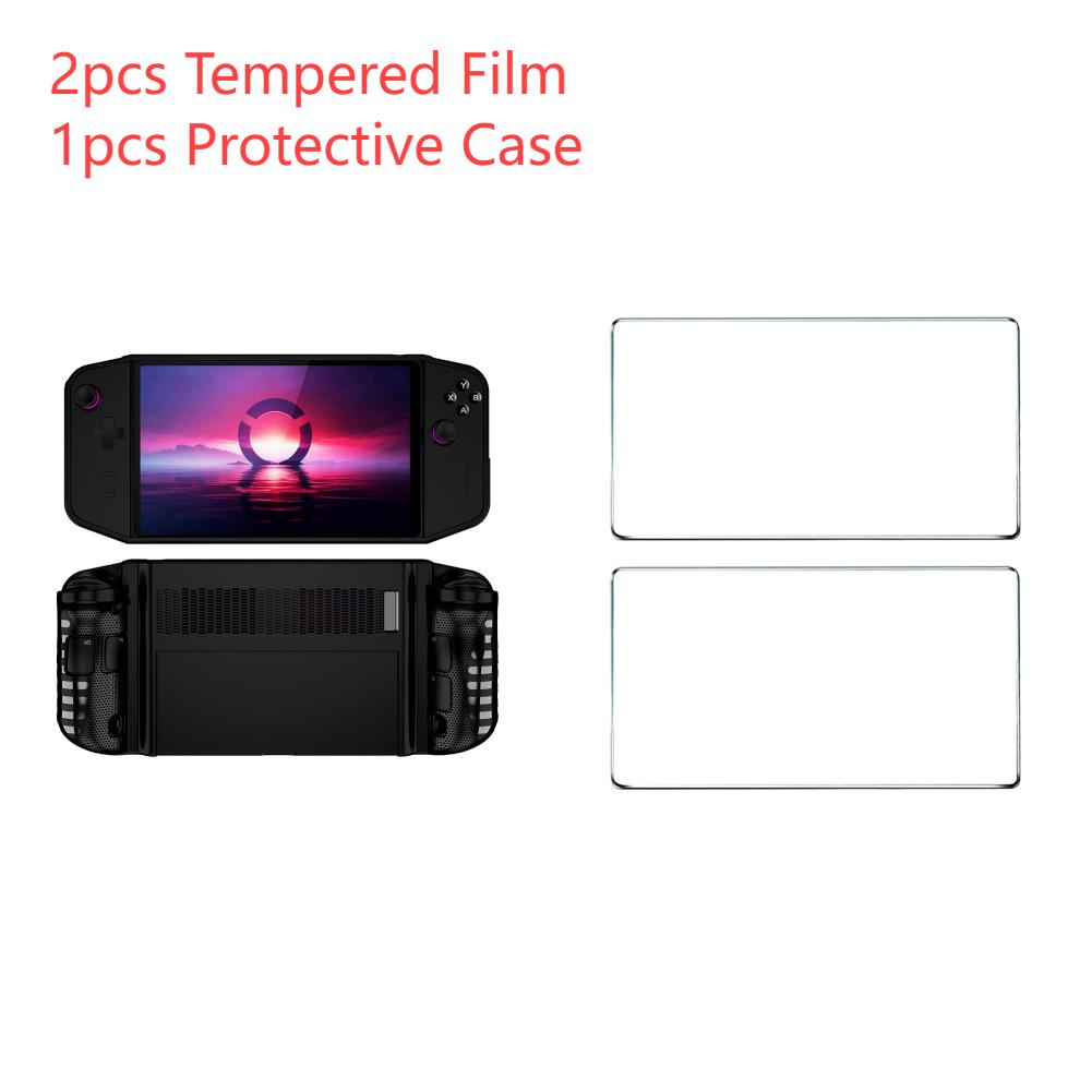 For Lenovo Legion GO TPU Protective Case Handheld Game Console Protective Cover Shockproof with Kickstand 2pcs Temperd Glass