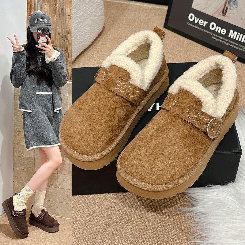 Women's Large Size Soft Sole Winter Warm Fur Snow Boots Padded Lined Ankle Boots Non-Slip Hiking Casual Sports Cotton Boots Fur Shoes