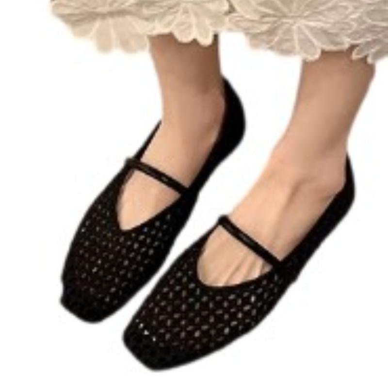 Women Flats Loafers Mesh Square Toe Shoes 2025 Casual New Sport Sandals Summer Sneakers Trend Walking Woman Zapatillas