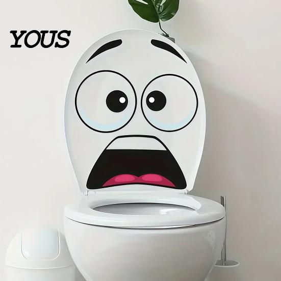 Easy Peel Bathroom Wall Decals Funny Big Mouth Meme Toilet Stickers, Self-Adhesive Toilets Cover Lid Vinyl Creative Space Enhancer Decals, Seat
